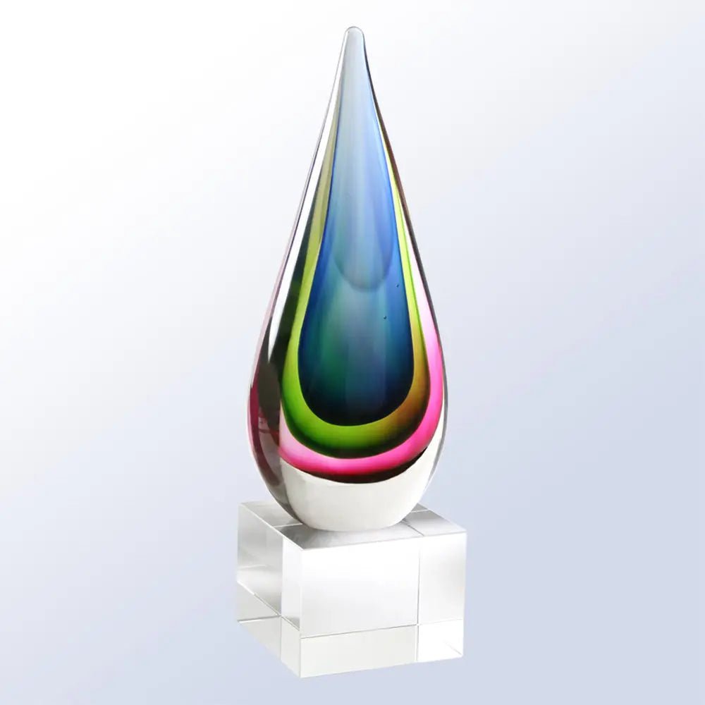 BLUE/GREEN TEARDROP AWARD Crystal House - Prism