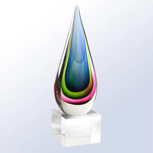 BLUE/GREEN TEARDROP AWARD Crystal House - Prism