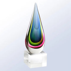 BLUE/GREEN TEARDROP AWARD Crystal House - Prism