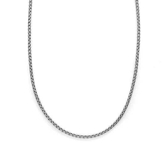 Sterling Silver Box Chain Necklace - Classic Polished Link Jewelry.