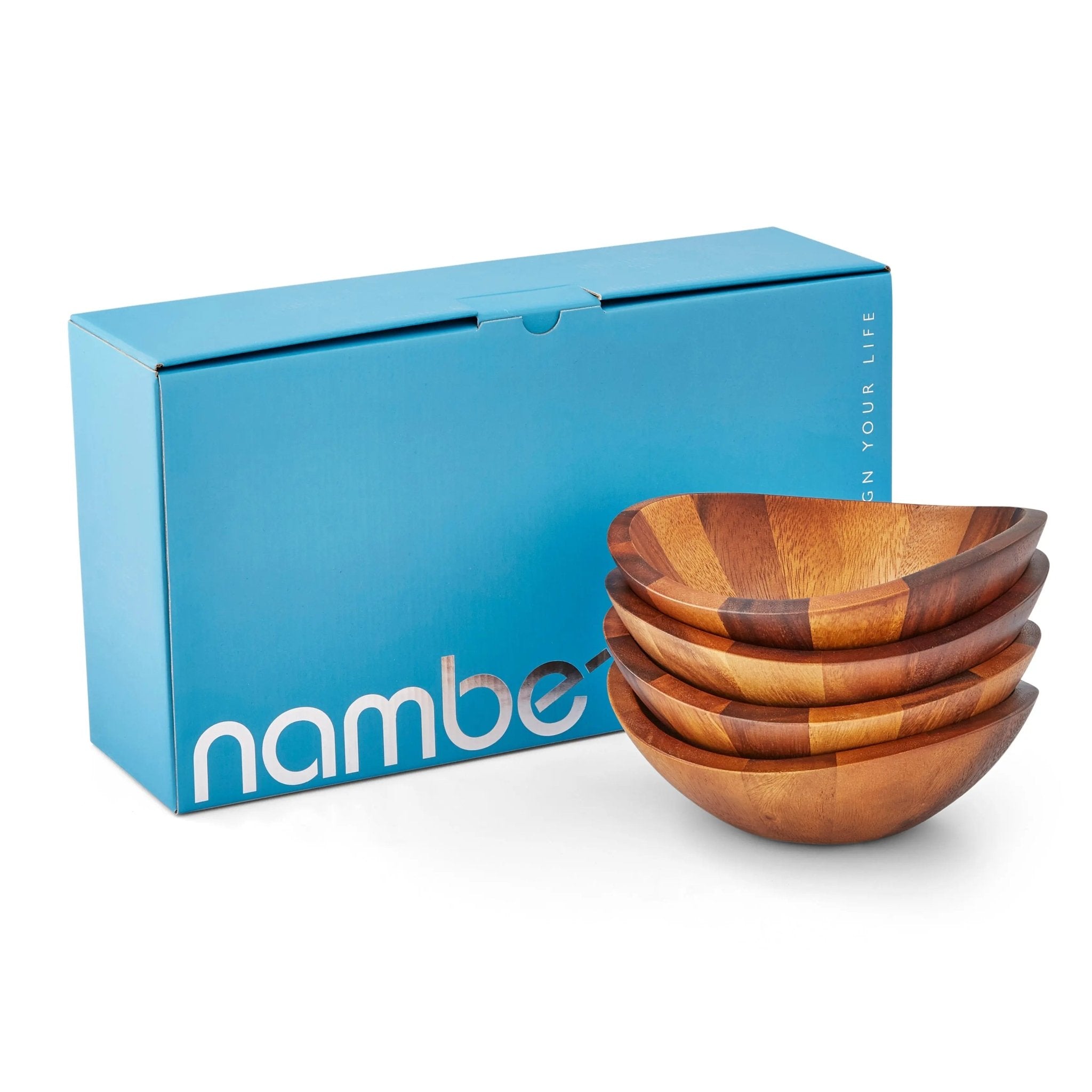Braid Wood Salad Bowls, Set of 4 Nambé