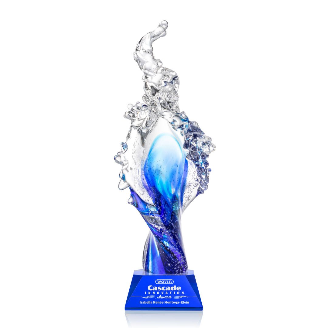Breaker Crystal Award Blue – Corporate Recognition Trophy crystal edge - Crystal House