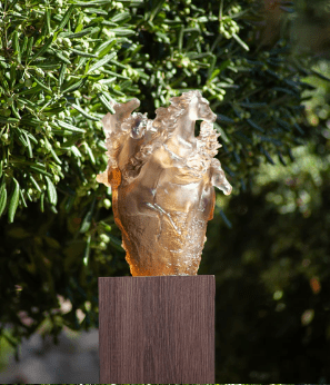 Cavalcade Glazed Brown Large Vase Daum - Crystal House