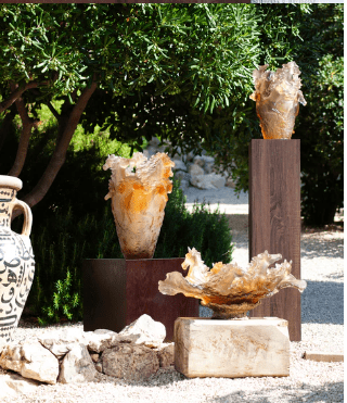 Cavalcade Glazed Brown Magnum Vase Daum - Crystal House