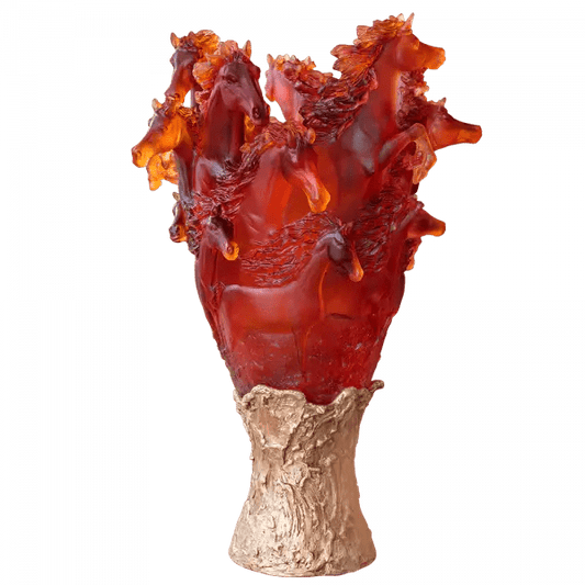 Cavalcade Prestige Horse Vase in Amber 50 ex Daum