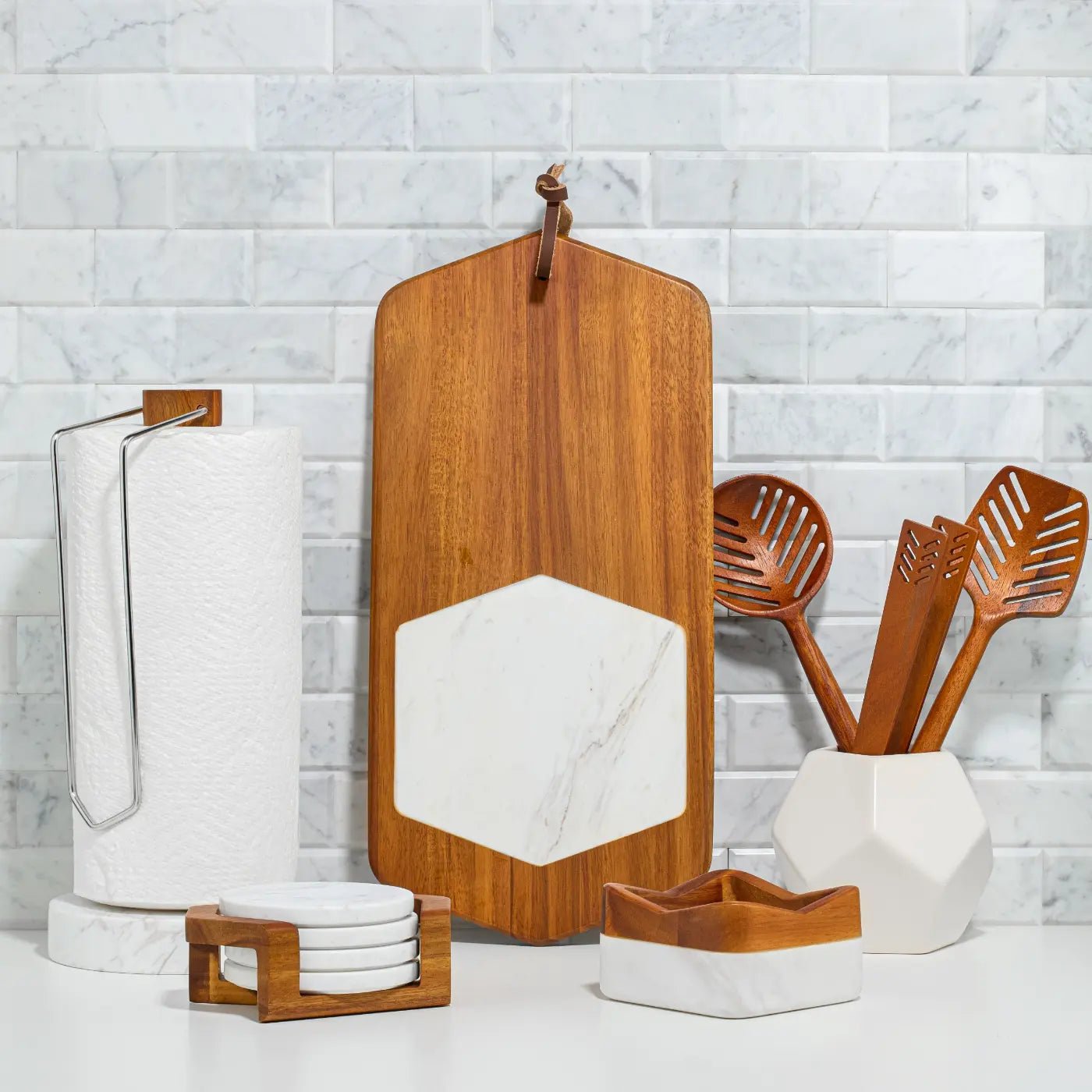 Chevron Coaster Set w/Holder Nambé