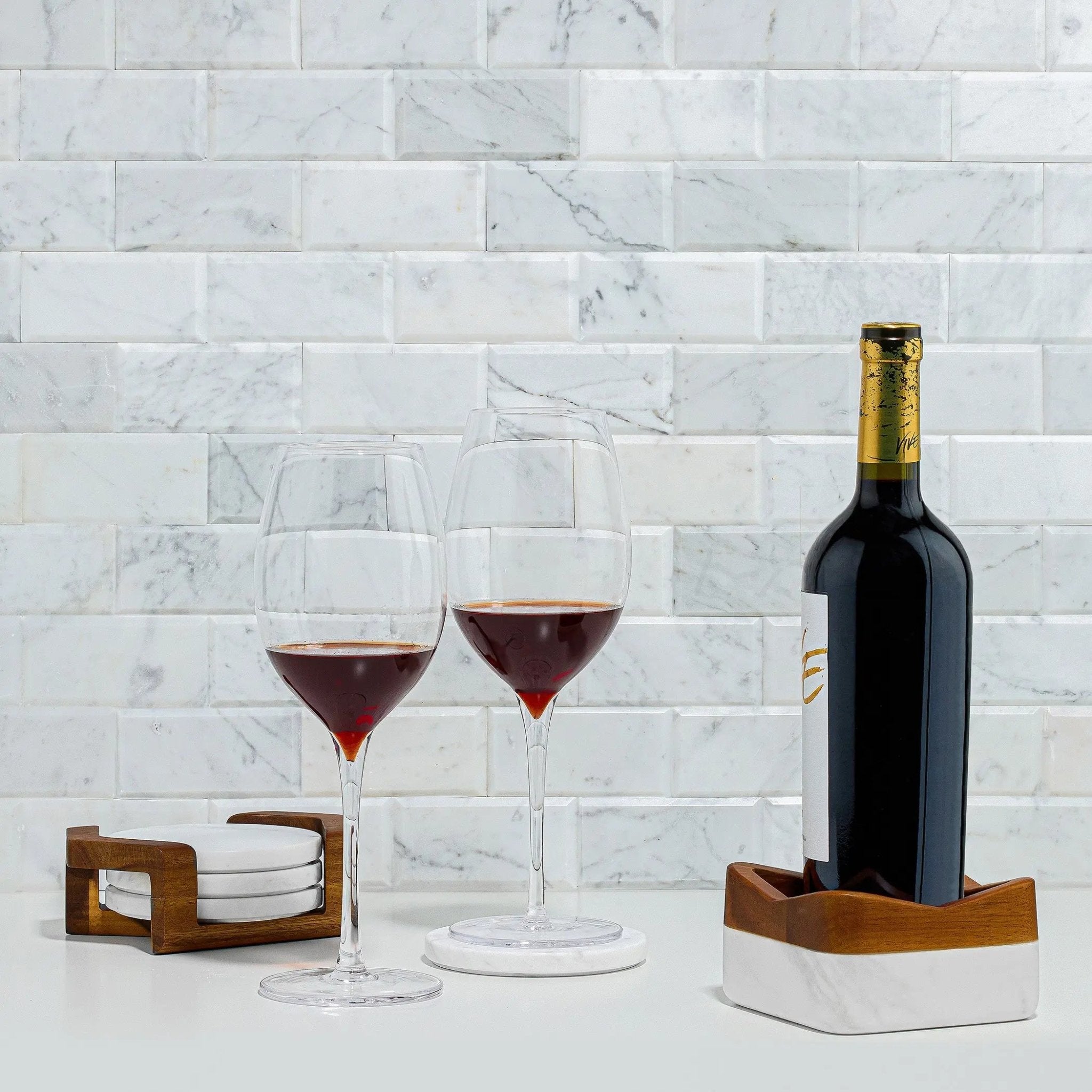 Chevron Coaster Set w/Holder Nambé