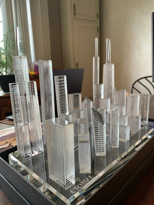 Chicago Skyline Crystal, Handcrafted Luxury Art and Premium City Souvenir.