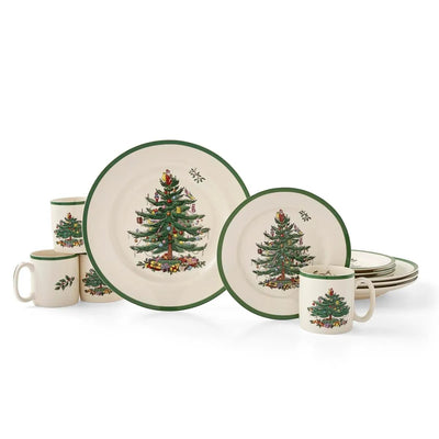 Spode Christmas Tree 12 Piece Dinner Set - Custom Engraved Luxury Tableware & Corporate Gift