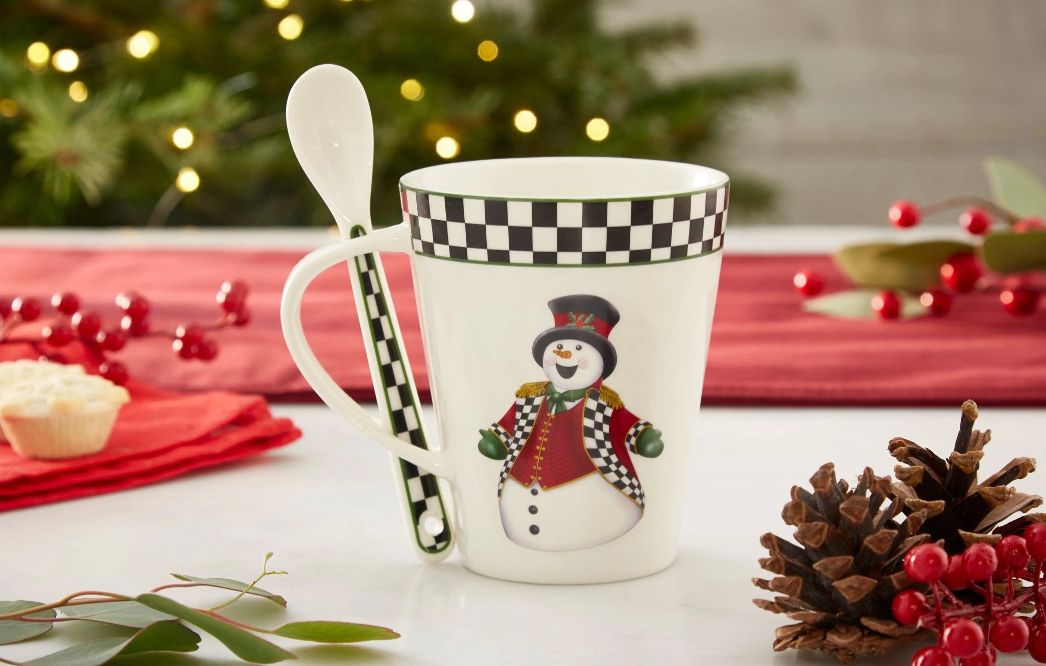 Christmas Tree - Black and White Figural Collection Black and White Christmas Mug and Spoon Set Spode