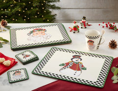 Christmas Tree - Black and White Figural Collection Black and White Christmas S/4 Mixed Snowman and Santa Large Placemats Spode