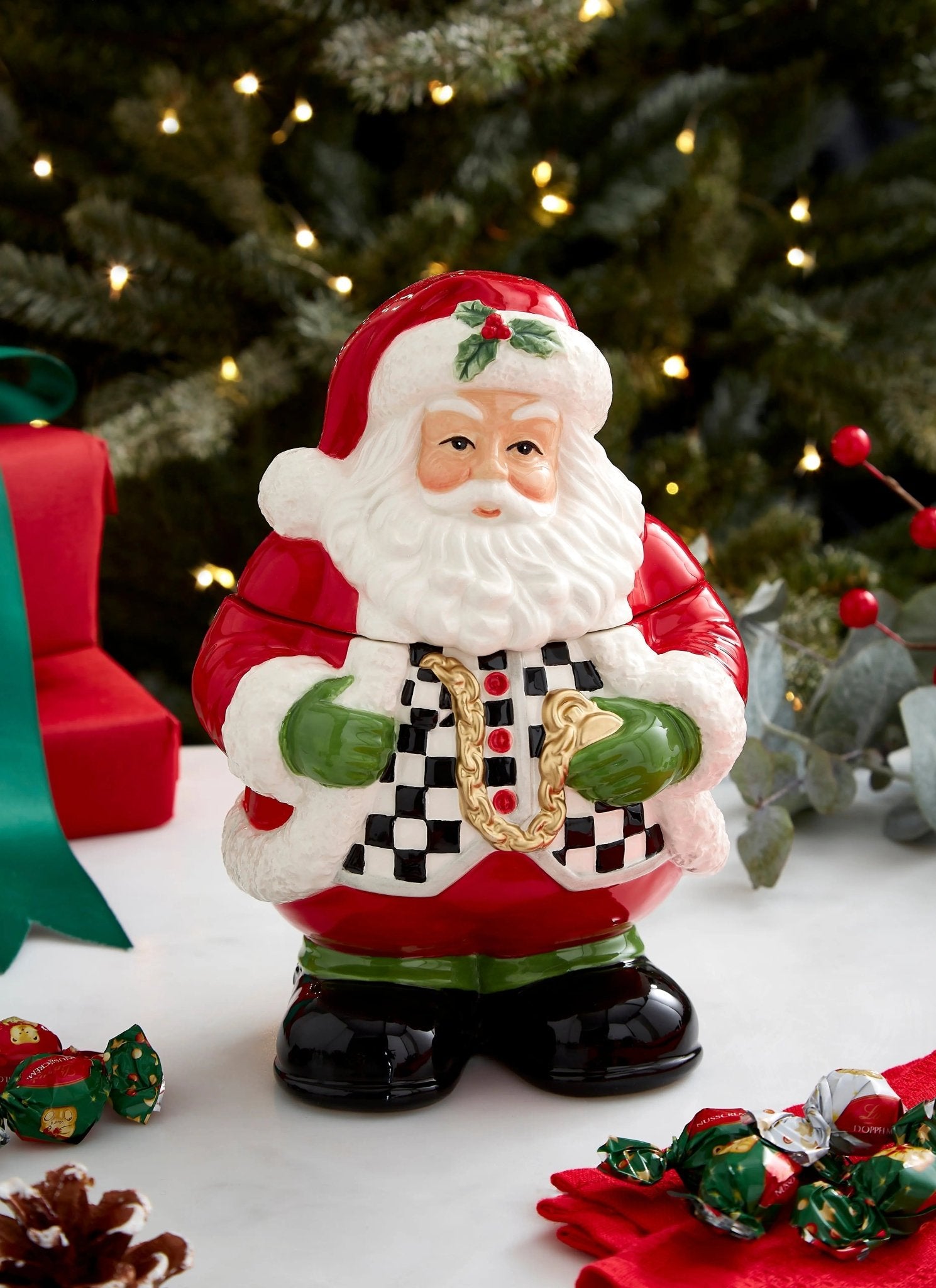 Christmas Tree - Black and White Figural Collection Figural Black and White Santa Candy Jar Spode