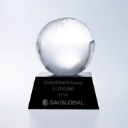 CLEAR OCEAN GLOBE W/ BLACK ALUMINUM BASE Crystal House - Prism