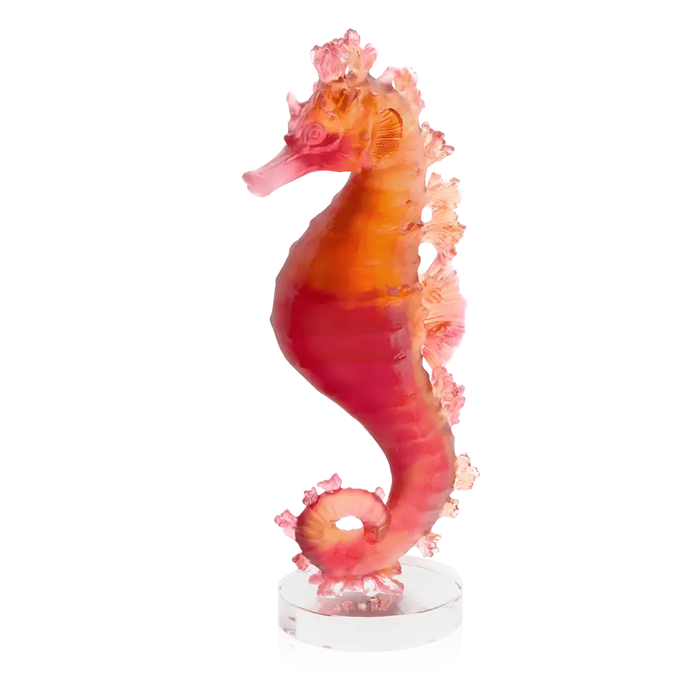 Coral Sea Amber Red Seahorse Daum