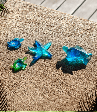 Coral Sea Blue Medium Sea Turtle Daum - Crystal House