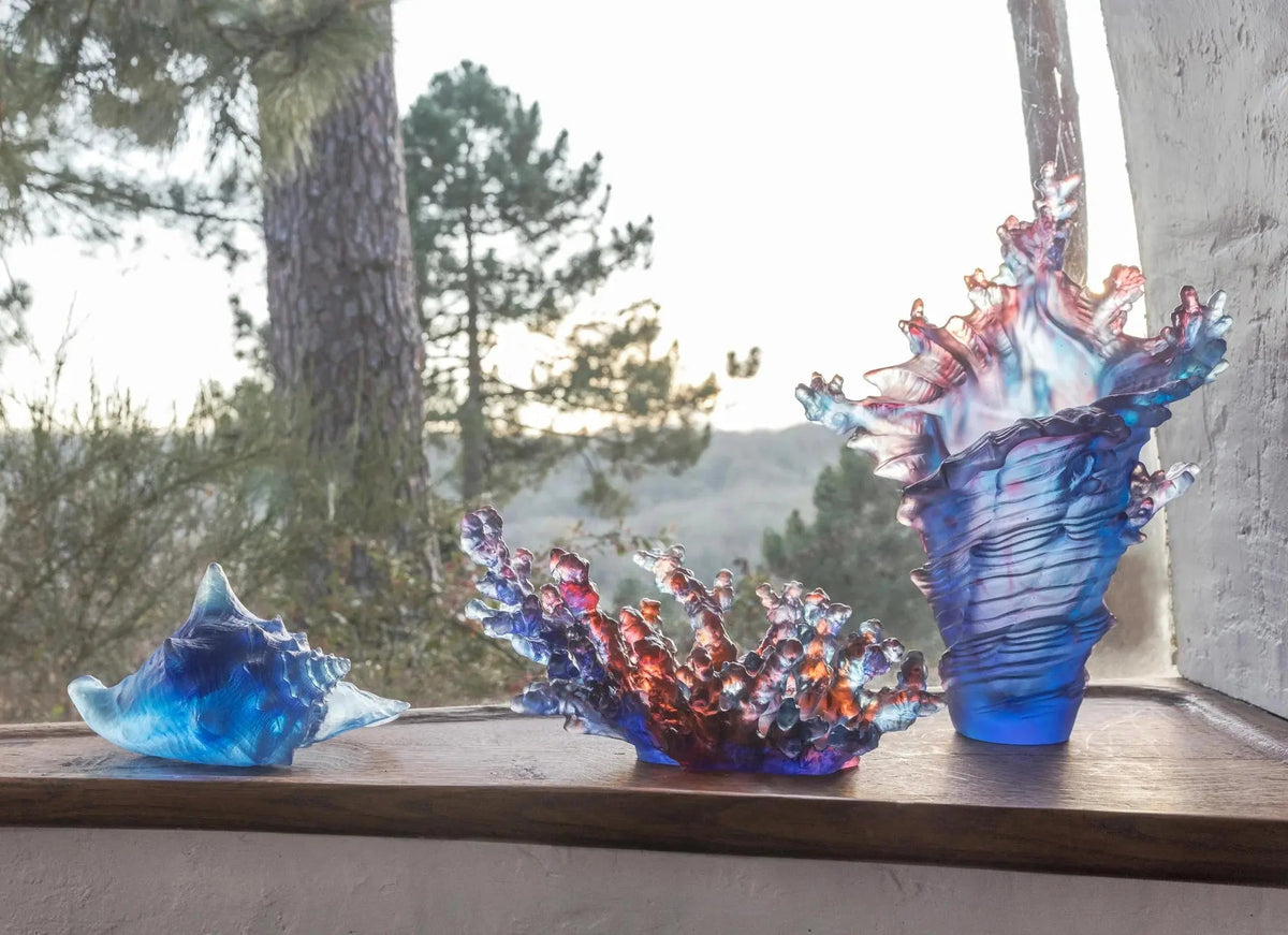 Coral Sea Blue Red Medium Bowl Daum