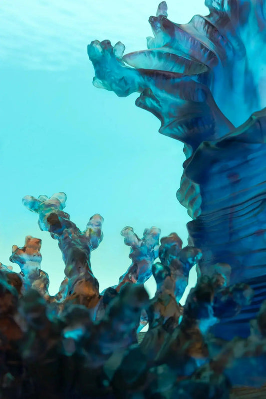 Coral Sea Blue Red Medium Bowl Daum