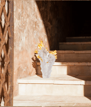 Coral Sea Gilded White Large Vase Daum - Crystal House
