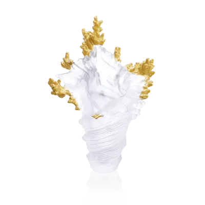 Coral Sea Gilded White Large Vase Daum