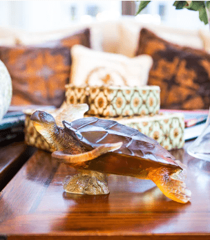 Coral Sea Large Amber Grey Sea Turtle Daum - Crystal House