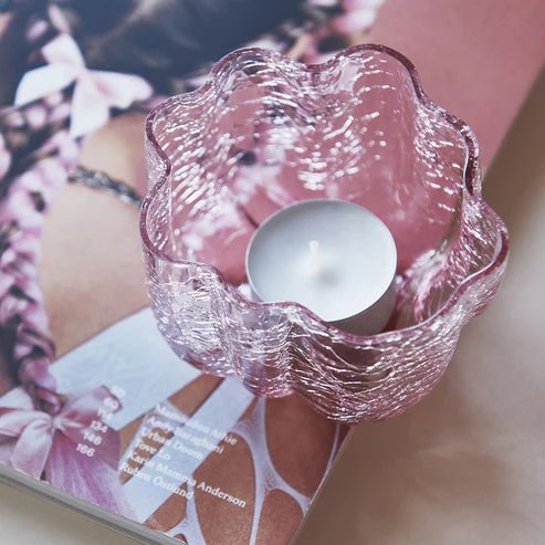 Crackle Bowl/Votive Pink No reviews Kosta Boda - Crystal House
