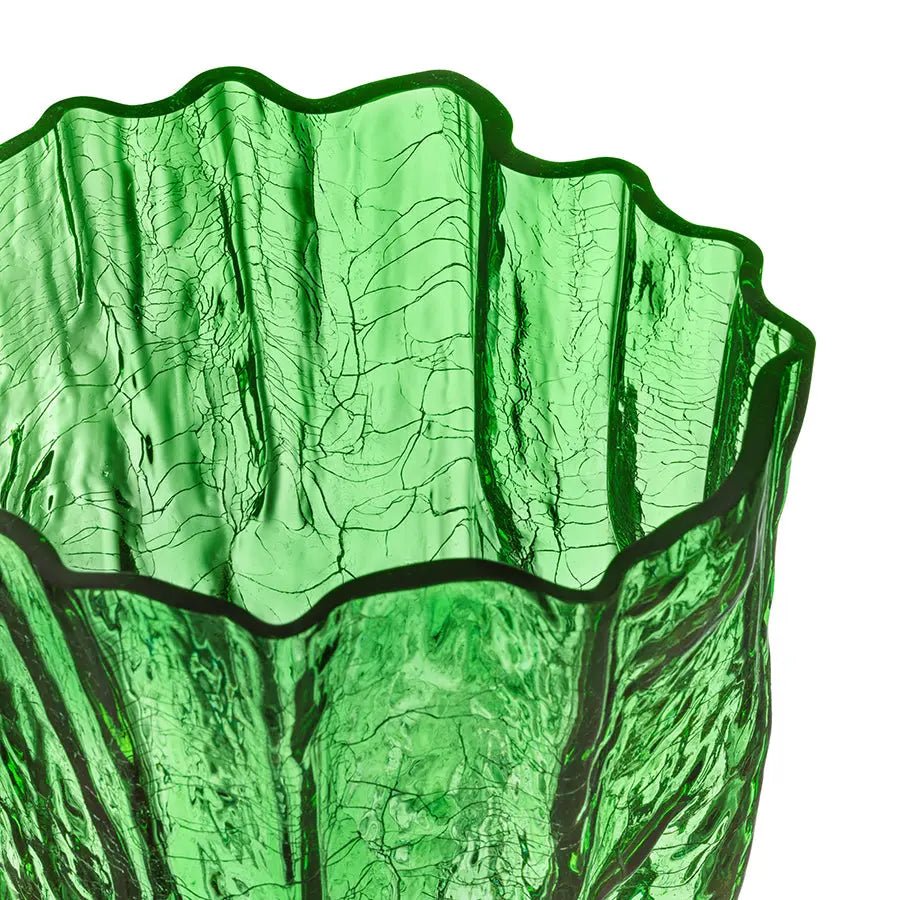 Crackle Green Vase Tall Kosta Boda