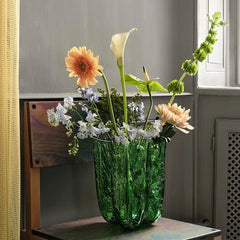 Crackle Green Vase Tall Kosta Boda