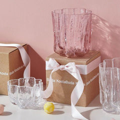 Crackle Vase Pink Small Kosta Boda - Crystal House