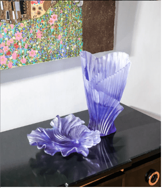 Croisiere Medium Lilac Pleated Bowl Daum - Crystal House