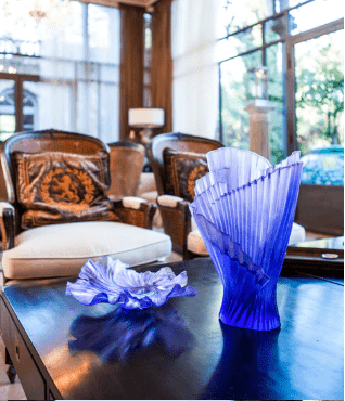 Croisiere Medium Lilac Pleated Bowl Daum - Crystal House