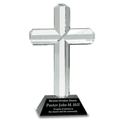 Crystal Cross on Black Pedestal Base- CH022 Crystal House