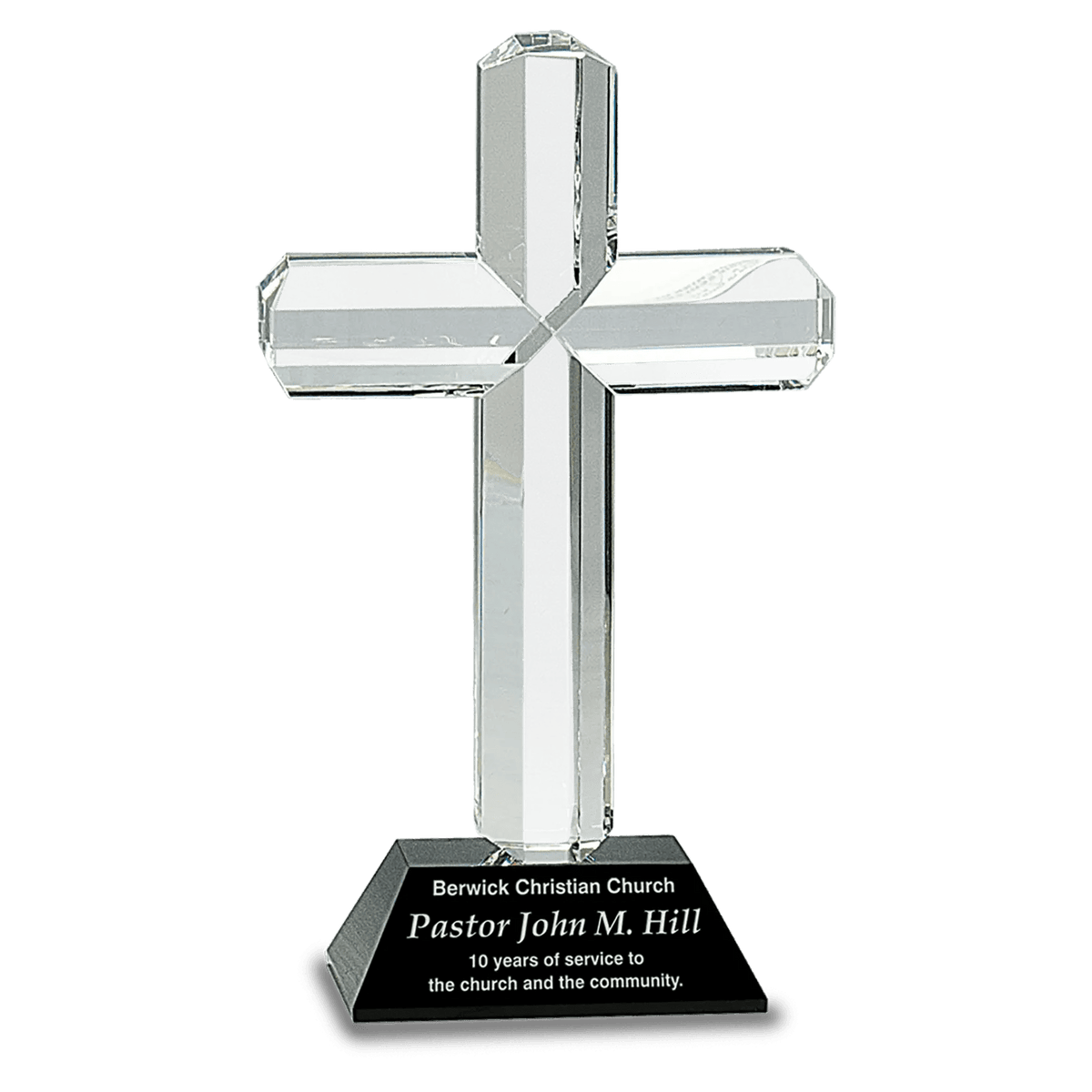 Crystal Cross on Black Pedestal Base- CH022 Crystal House