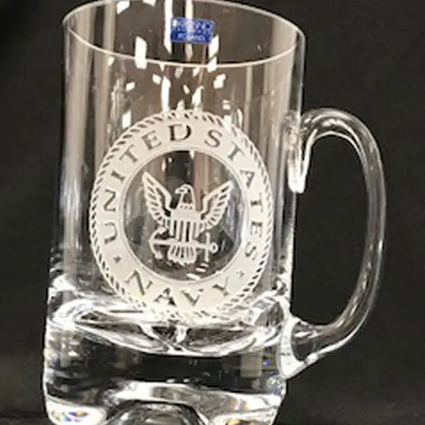 Military Logo engraved on Crystal Mug Crystal House