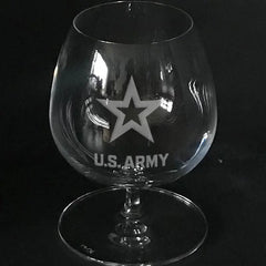 U.S Army logo engraved on brandy snifter - Crystal House