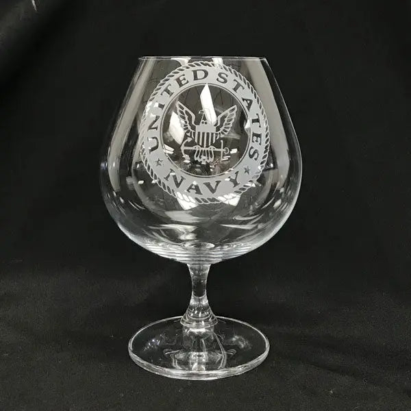 Military Logo/Insignia Sand carved on Brandy Snifter - Pair Crystal House