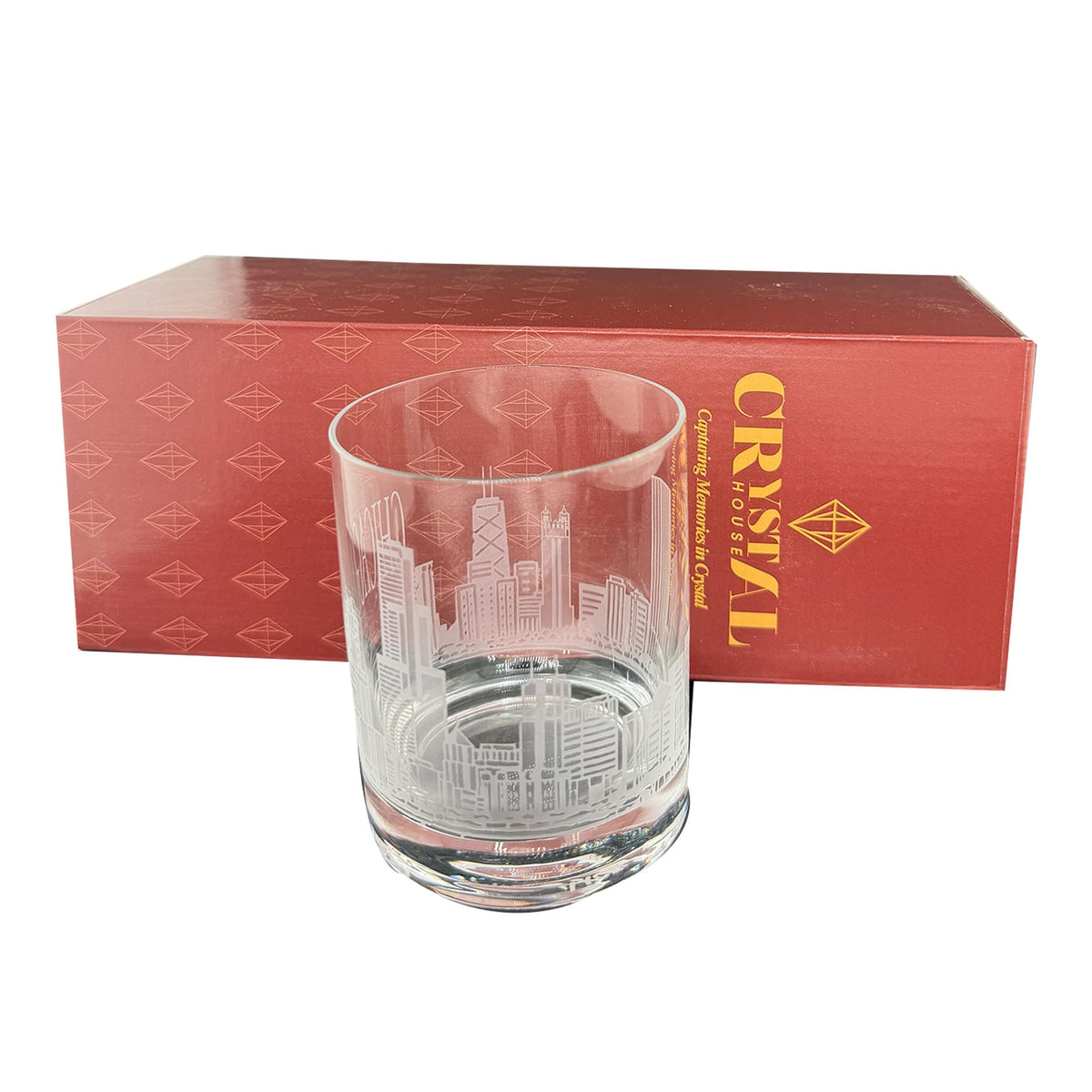 Crystal House Chicago Skyline Old Fashioned Whiskey Wine Glass – Engraved Luxury Crystal Gift Crystal House - Crystal House