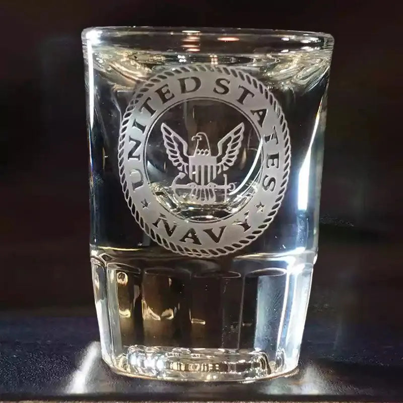 Military Insignia - Shot Glasses - Pair Crystal House