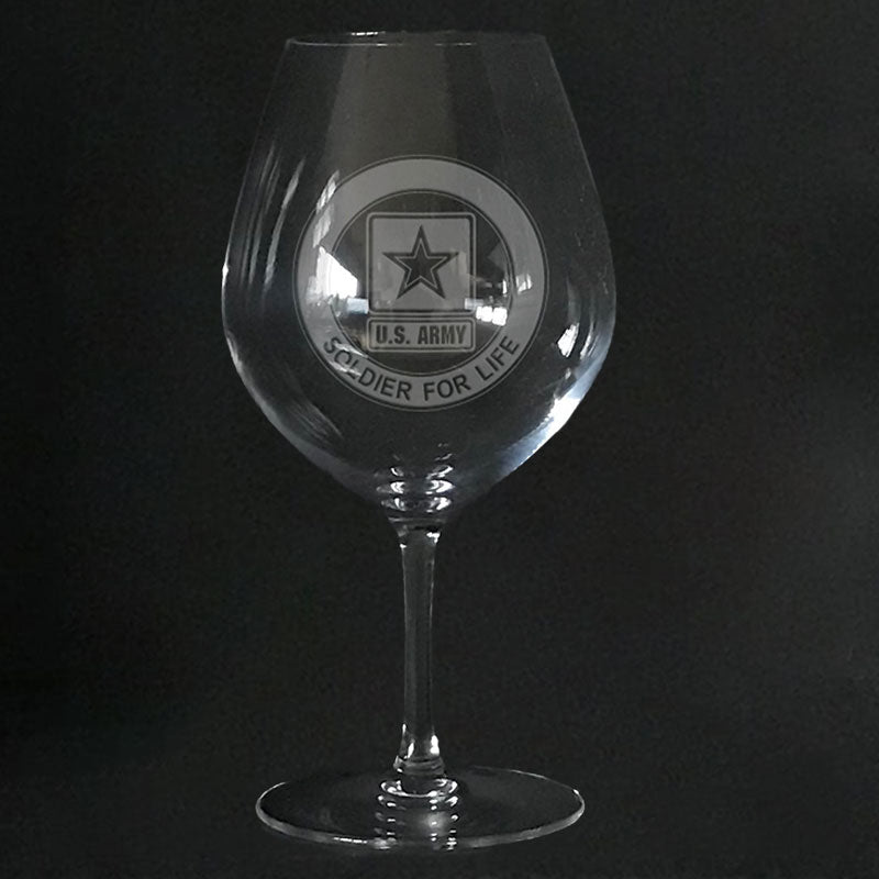 US.Army Soldier for Life Logo on Stem wine Crystal House