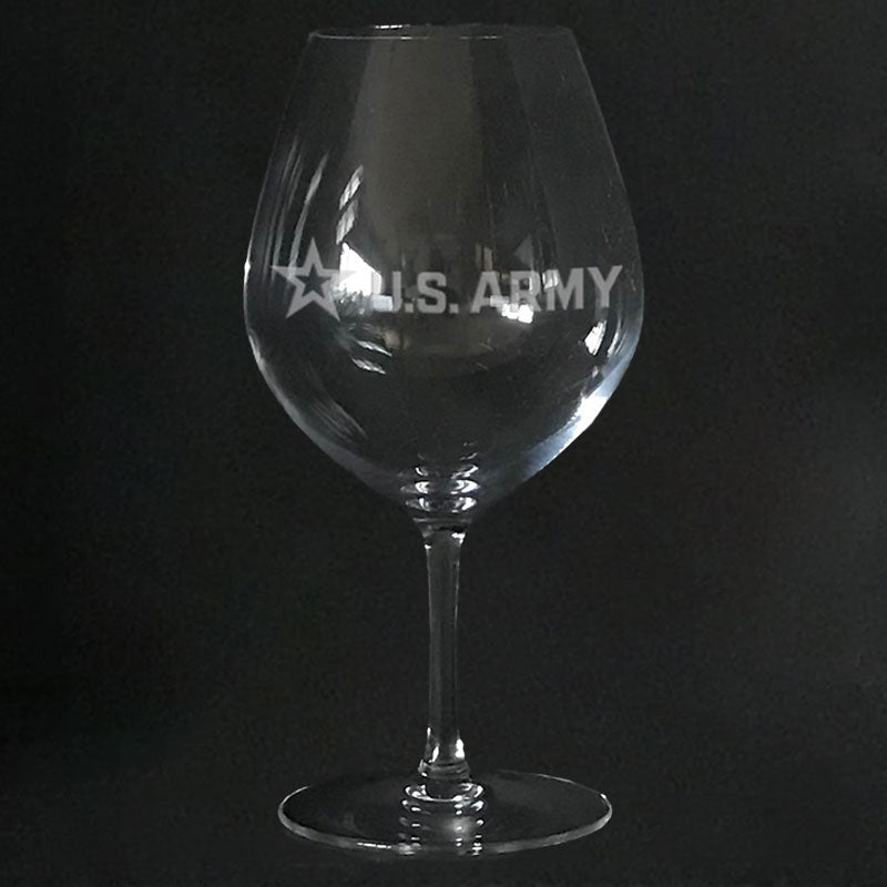 U.S Army logo on stem wine glass Crystal House