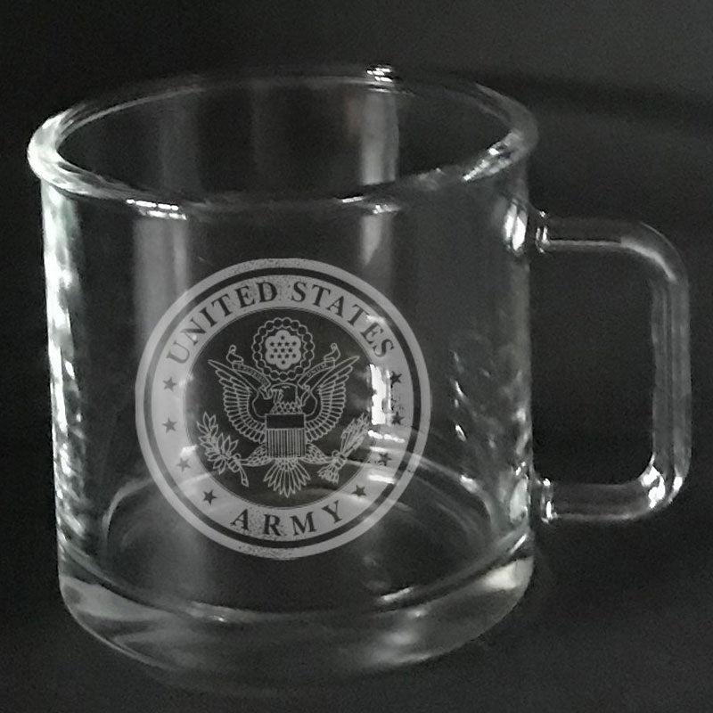 US Army Insignia on Warm Beverage mug Crystal House