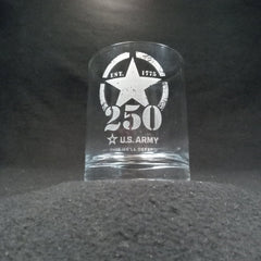US Army 250th Anniversary Whiskey DOF Glass – Limited Edition Commemorative Memorabilia - PAIR Crystal House