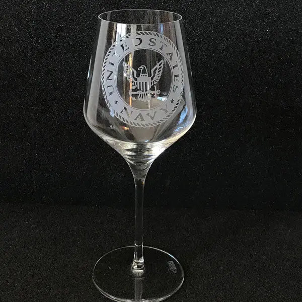 Military Insignia - Red Wine Glasses (PAIR) - Crystal House