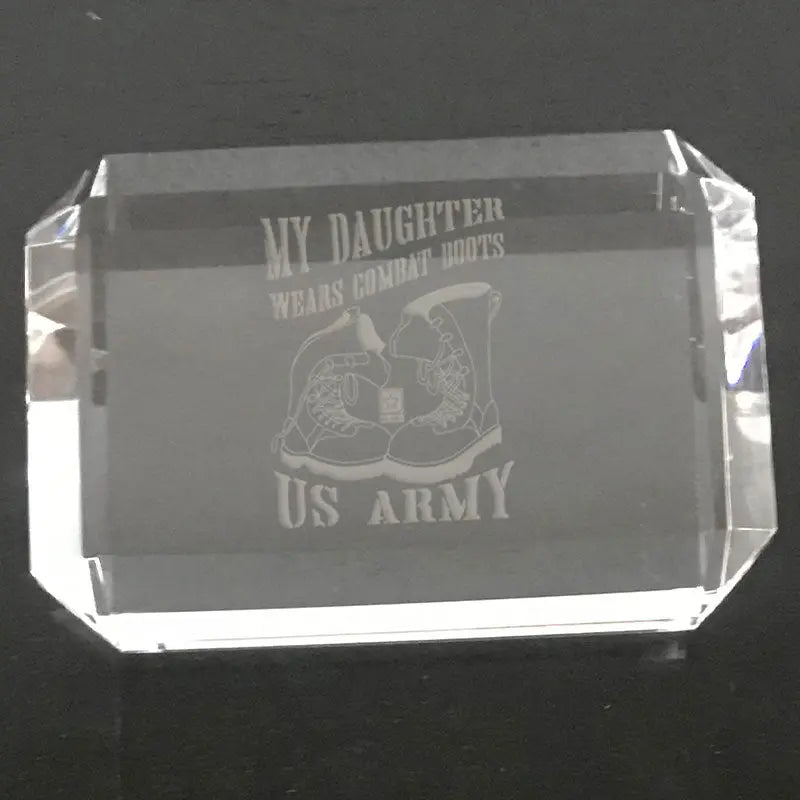 customized army boots-paperweight Crystal House