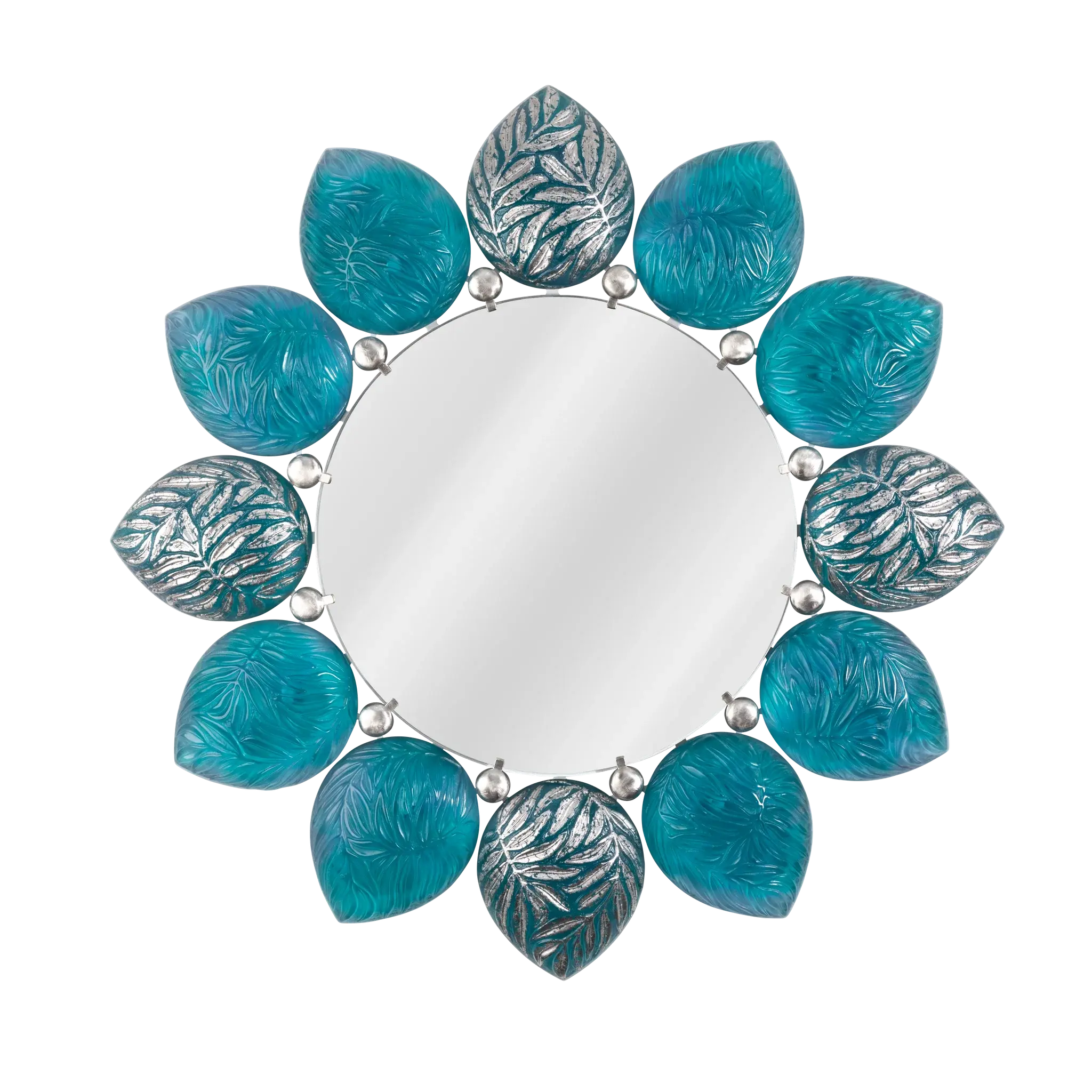 Turquoise Blue Melodie Mirror by Jacques Hurel - Crystal House