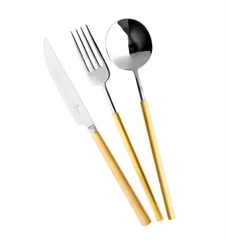 DOMO HANDLE MATTGOLD 24 PIECE CUTLERY SET WITH CANTEEN Vista Alegre