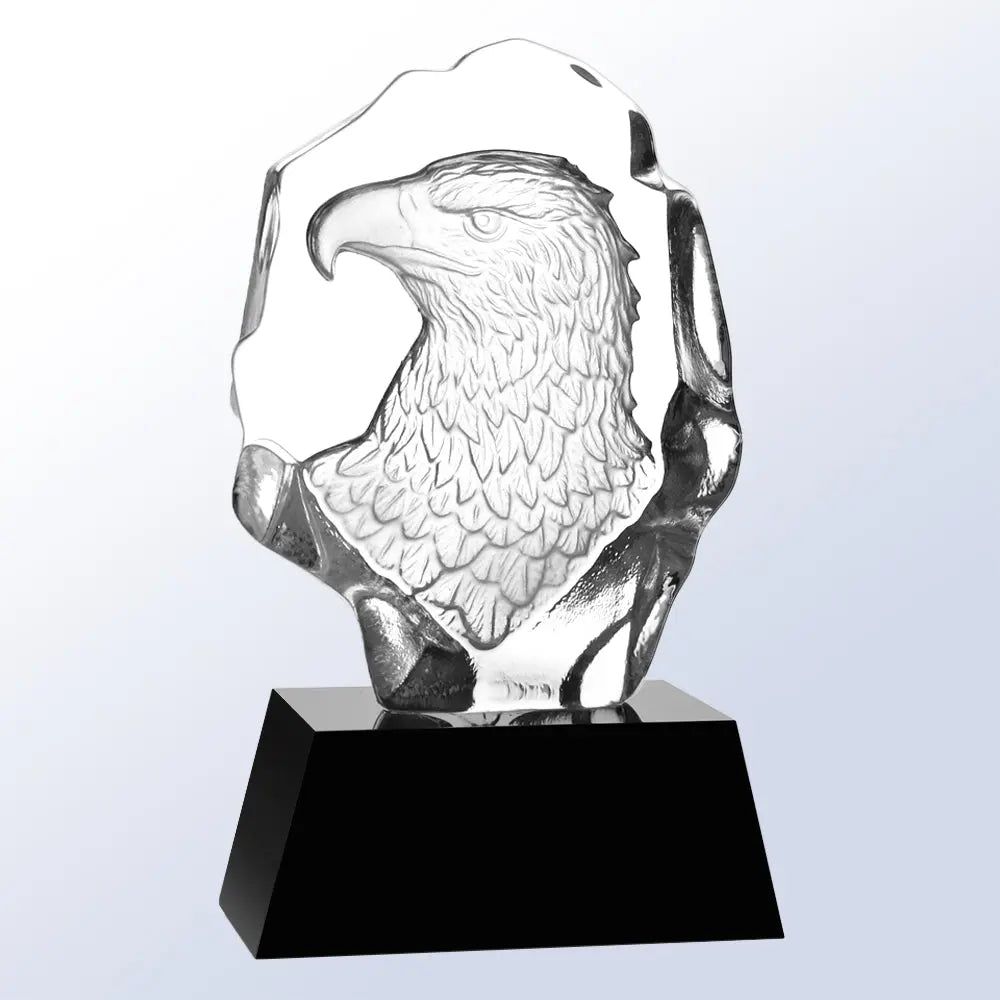 EAGLE PORTRAIT WITH BLACK BASE Crystal House - Prism