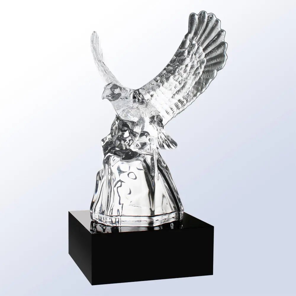 EAGLE PORTRAIT WITH BLACK BASE Crystal House - Prism