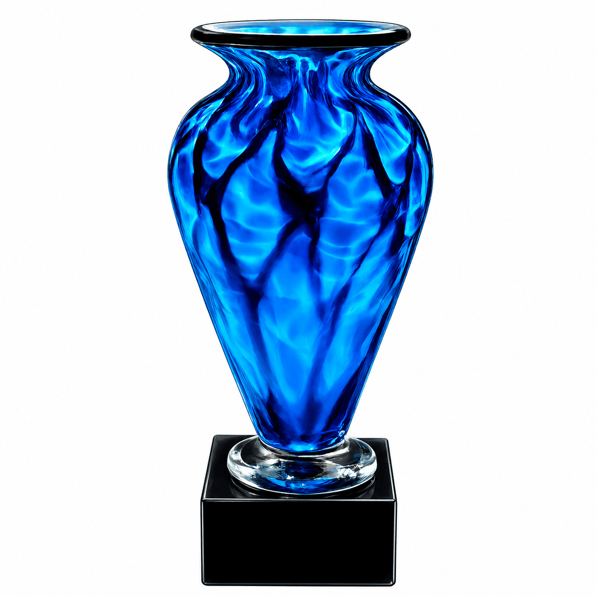 Electric Blue Athena Luxury Vase Premium Gift - 1909 Monarch Custom Glass - Crystal House