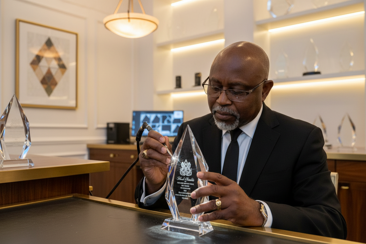 Elias Engraving Crystal Award