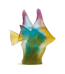 Fish Couple in Amber, Green, & Purple Daum